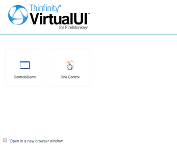 WebFMX Firemonkey HTML5, Web-based remote control browser start page