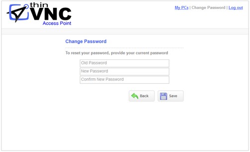 ThinVNC Access Point HTML5, Web-based RDP VNC Gateway desktop sharing password change
