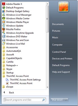 ThinVNC Access Point HTML5, Web-based RDP VNC Gateway remote desktop start menu