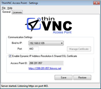 ThinVNC Access Point HTML5, Web-based RDP VNC Gateway remote desktop settings pin resolution