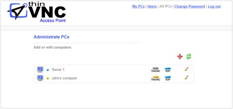 ThinVNC Access Point HTML5, Web-based RDP VNC Gateway remote desktop administrate PCs ThinVNC Access Point HTML5, Web-based RDP VNC Gateway remote desktop administrate PCs