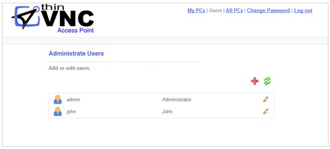 ThinVNC Access Point HTML5, Web-based RDP VNC Gateway remote desktop Administrate users
