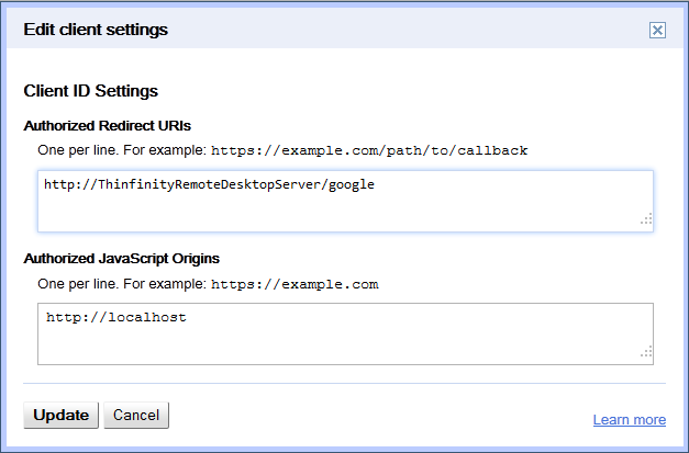 ThinRDP Server HTML5, Web-based RDP desktop remote control Google API client settings