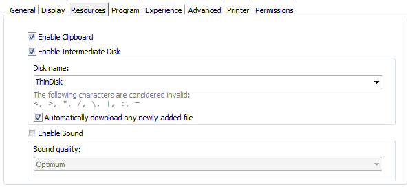 ThinRDP Server HTML5, Web-based RDP desktop remote control access profiles resources tab