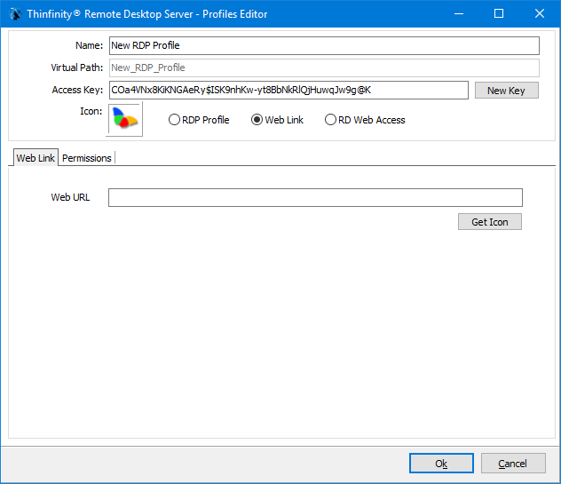 Thinfinity Remote Desktop Server HTML5, Web-based RDP desktop remote control manager profiles editor