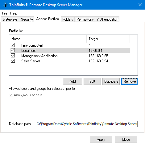 ThinRDP Server HTML5, Web-based RDP remote desktop control configuration security access profiles