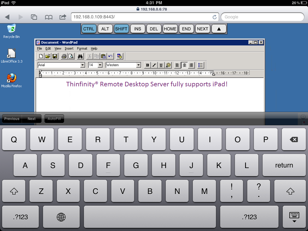 ThinRDP Server HTML5, Web-based RDP desktop remote mobile access touch special keys