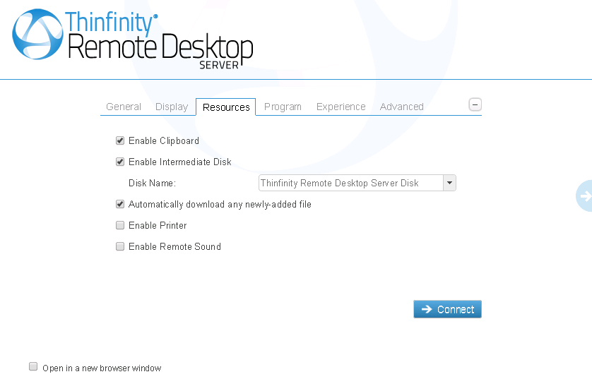 ThinRDP Server HTML5, Web-based RDP desktop remote access web resources settings