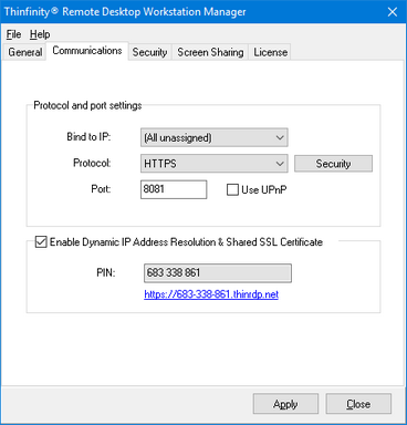 ThinVNC HTML5, Web-based VNC desktop sharing remote control settings pin resolution