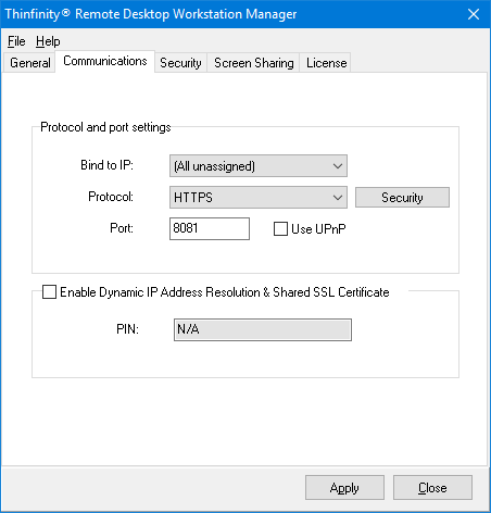 ThinVNC HTML5, Web-based VNC desktop sharing remote control settings communication