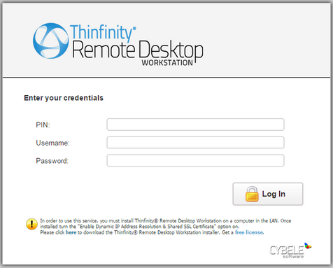 ThinVNC HTML5, Web-based VNC desktop sharing remote control pin access