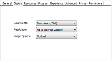 ThinRDP Server HTML5, Web-based RDP desktop remote control access profiles display tab