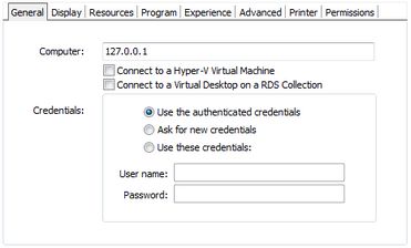 ThinRDP Server HTML5, Web-based RDP desktop remote control access profiles general tab