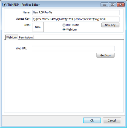 ThinRDP Server HTML5, Web-based RDP remote desktop control configuration security access profiles weblink tab