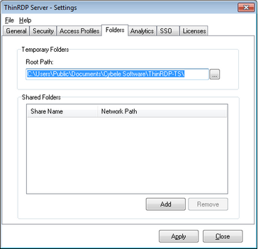 ThinRDP Server HTML5, Web-based RDP desktop remote control manager folders tab