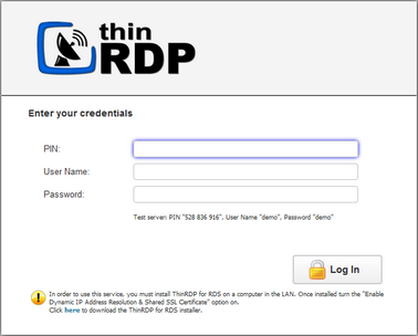 ThinRDP Server HTML5, Web-based RDP desktop remote pin access shared ssl