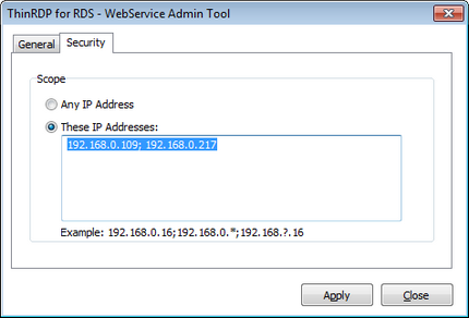 ThinRDP Server HTML5, Web-based RDP desktop remote control web service security settings