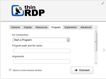 ThinRDP Server HTML5, Web-based RDP desktop remote access web start a program