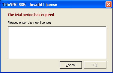 ThinVNC SDK HTML5, Web-based VNC desktop sharing remote control invalid license