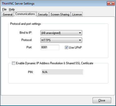 ThinVNC HTML5, Web-based VNC desktop sharing remote control settings communication