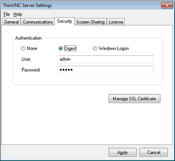 ThinVNC HTML5, Web-based VNC desktop sharing remote control securty digest password