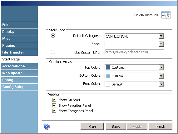 TN3270 IBM Mainframe TN5250 AS400 VT UNIX Telnet Terminal Emulation z/Scope Start Page Default Category Custom URL Feed Color Visibility