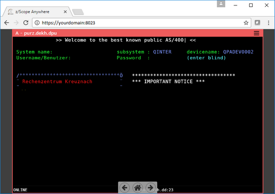 Web-based HTML5 TN3270 IBM Mainframe TN5250 IBM AS/400 VT UNIX Terminal Emulation Connection View