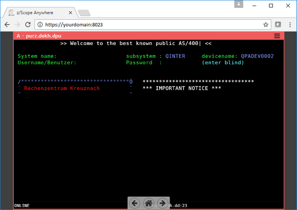 Web-based HTML5 TN3270 IBM Mainframe TN5250 IBM AS/400 VT UNIX Telnet Terminal Emulation Connection Screen View