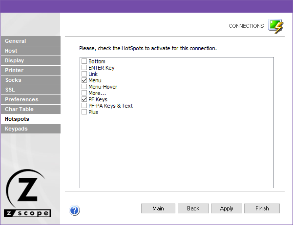 Web-based HTML5 TN3270 TN5250 Terminal Emulation Settings HotSpots Activate