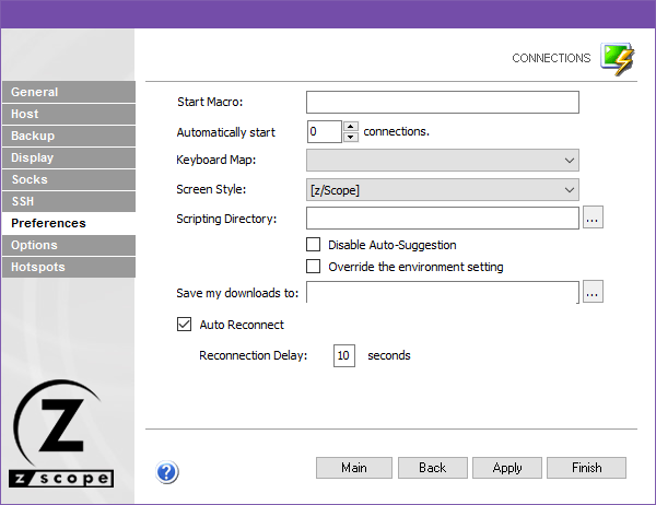 Web-based HTML5 VT100 Unix Telnet Terminal Emulation Settings Preferences Start Keyboard Map Screen Style Scripting Directory Auto-Suggestion Downloads Reconnect Delay