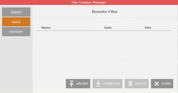 Web-based HTML5 TN3270 TN5250 VT100 Terminal Emulation File Transfer Manager Remote Name Date Size