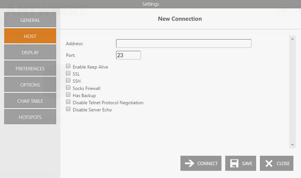 Web-based HTML5 VT UNIX Terminal Emulation Connection Edit Host Address Port Keep Alive SSL SSH Socks Firewall Backup Telnet Protocol Negotiation Server Echo