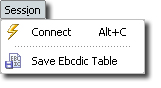 TN3270 TN5250 VT Terminal Emulation z/Scope Telnet Workspace Main Menu Session Connect Save Ebdcdic Table