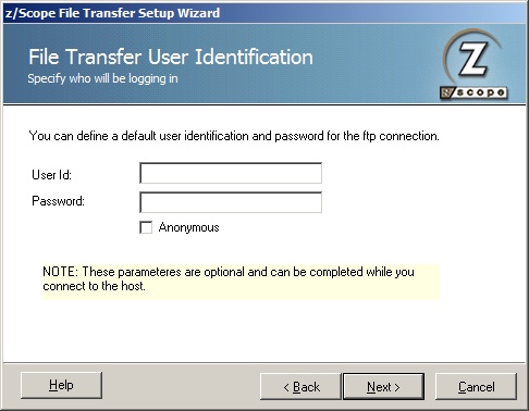 TN3270 TN5250 VT Terminal Emulation z/Scope File Transfer Options FTP Protocol User Identification