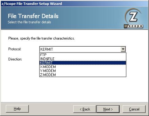 TN3270 TN5250 VT Terminal Emulation z/Scope File Transfer Wizard Welcome KERMIT Protocol