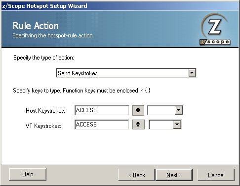 TN3270 TN5250 VT Terminal Emulation z/Scope HotSpot Wizard Rule Action Keystrokes Function Host VT