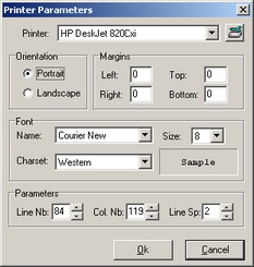 TN3270 TN5250 VT Terminal Emulation z/Scope Telnet Workspace Printer Session Panel Paramters Dialog Orientation Margins Font