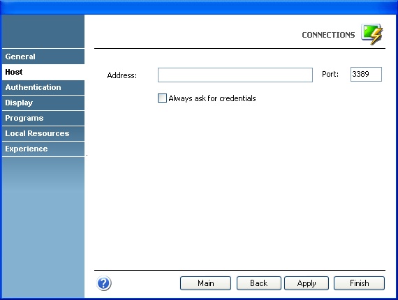 Terminal Emulation z/Scope RD Remote Desktop Connection Host Address Port Credentials