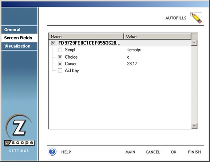 TN3270 TN5250 VT Terminal Emulation z/Scope AutoFills Screen Fields Name Value Settings