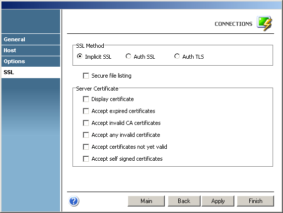 Terminal Emulation z/Scope FTP Implicit SSL Auth TLS Secure Display Certificate Accept Expired Invalid CA Valid Self Signed