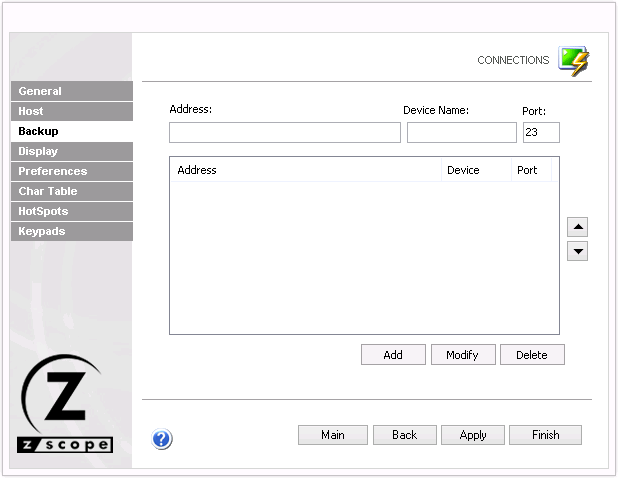 Web-based HTML5 TN3270 TN5250 Terminal Emulation Settings Backup Address Device Name Port