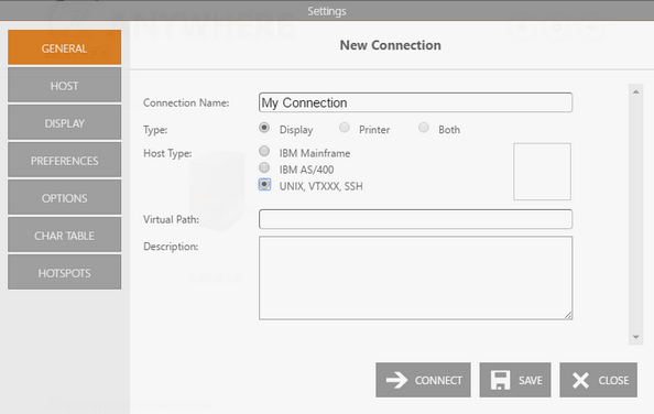 Web-based HTML5 Terminal Emulation VT100 UNIX Telnet Connection Name Protocol Description