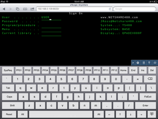 Web-based HTML5 TN3270 IBM Mainframe TN5250 IBM AS/400 VT UNIX Telnet Terminal Emulation Mobile Device Virtual Keyboard Horizontal Orientation