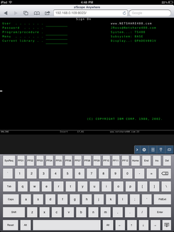 Web-based HTML5 TN3270 IBM Mainframe TN5250 IBM AS/400 VT UNIX Telnet Terminal Emulation Mobile Device Screen View