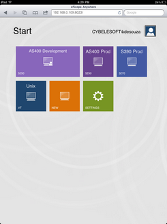 Web-based HTML5 TN3270 IBM Mainframe TN5250 IBM AS/400 VT UNIX Telnet Terminal Emulation Mobile Device Start Page