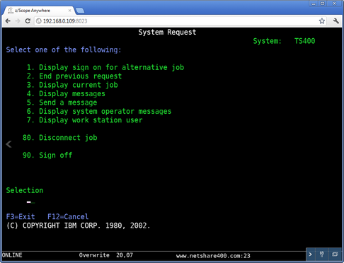 Web-based HTML5 TN3270 IBM Mainframe TN5250 IBM AS/400 VT UNIX Terminal Emulation Connection View