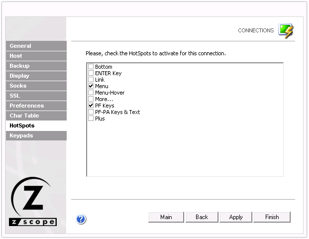 Web-based HTML5 TN3270 TN5250 Terminal Emulation Settings HotSpots Activate