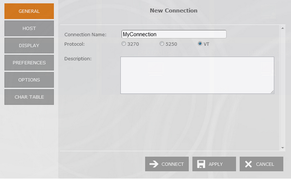 Web-based HTML5 Terminal Emulation VT100 UNIX Telnet Connection Name Protocol Description