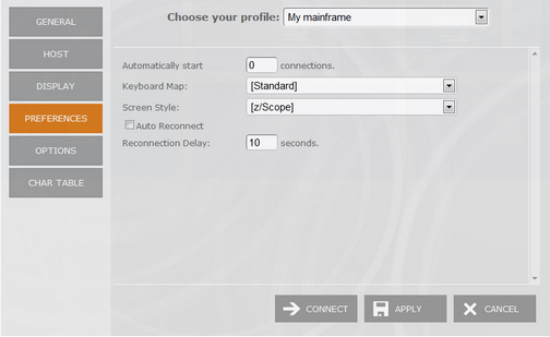 Web-based HTML5 TN3270 TN5250 VT100 Terminal Emulation Keyboard Support Settings Preferences